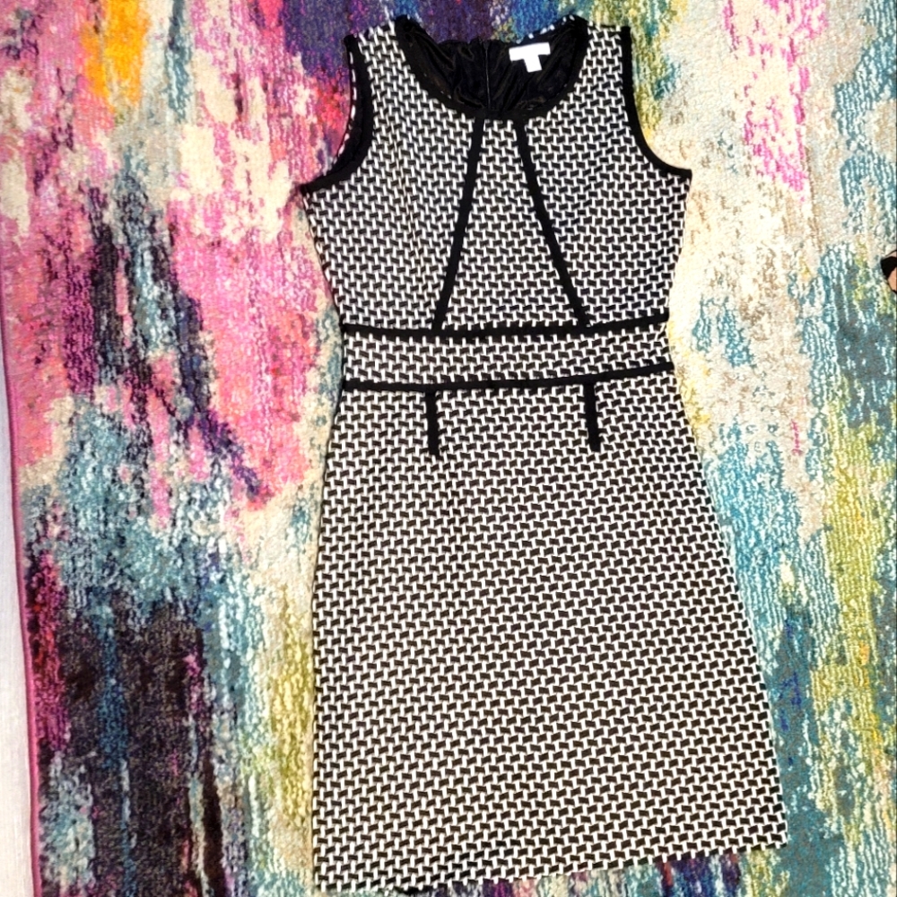 Blessings Woman Black and White Knee Length Checkered Bodycon Dress